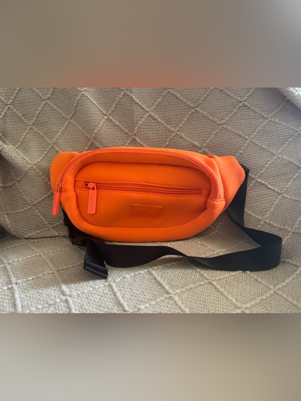 Fila Bright Orange Belt Bag With Black Strap